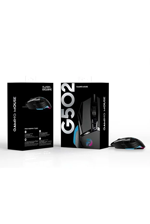 MJIUE G502 RGB aydınlatmalı 7200 DPI kablolu gaming oyuncu mouse siyah tasarım - Gaming RGB Oyuncu - MJIUE