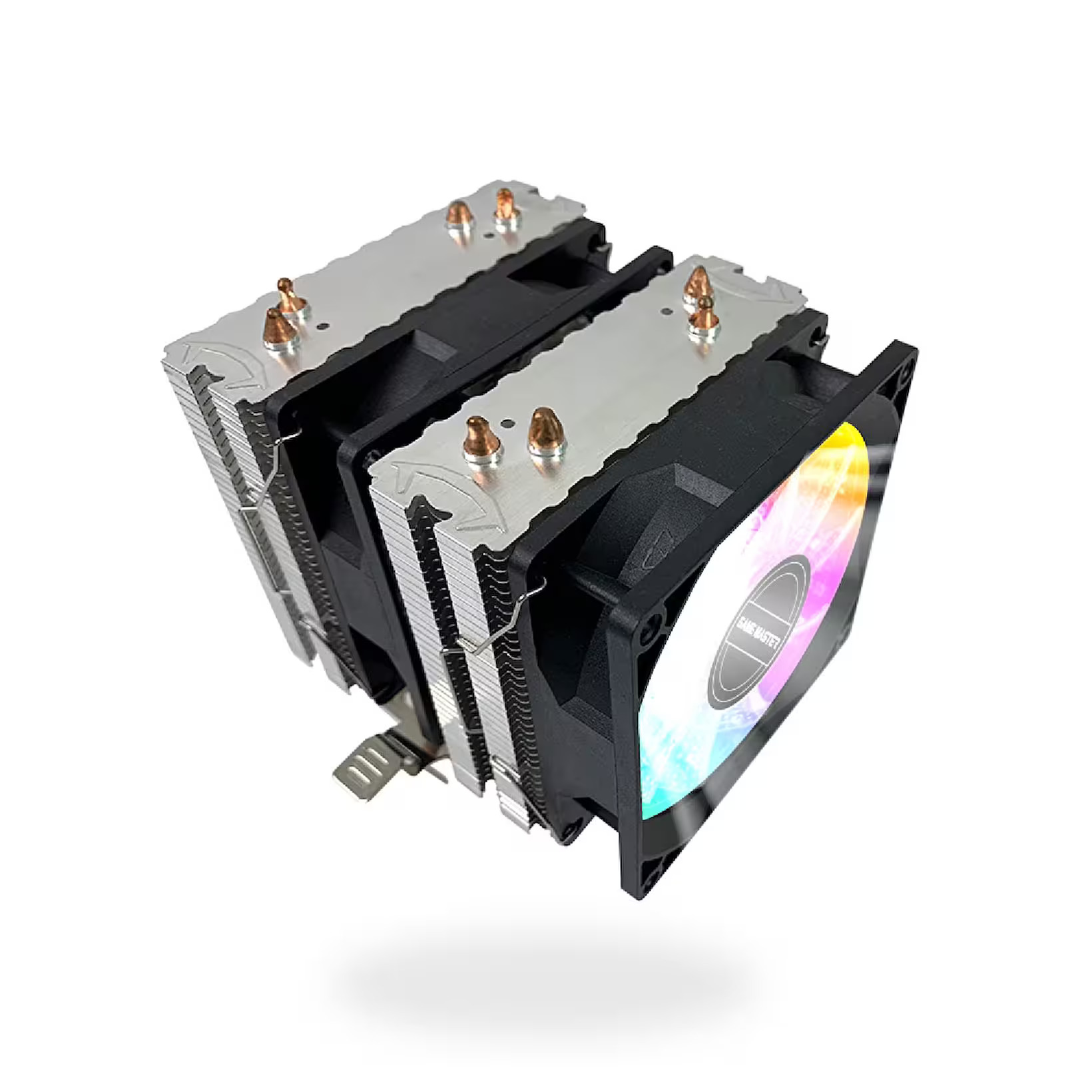 GameMaster GM-420 RGB kule tipi işlemci soğutucu 2 fanlı 4 bakır borulu CPU fan - Çift Fanlı Kule Tipi İşlemci Soğutucu - GameMaster