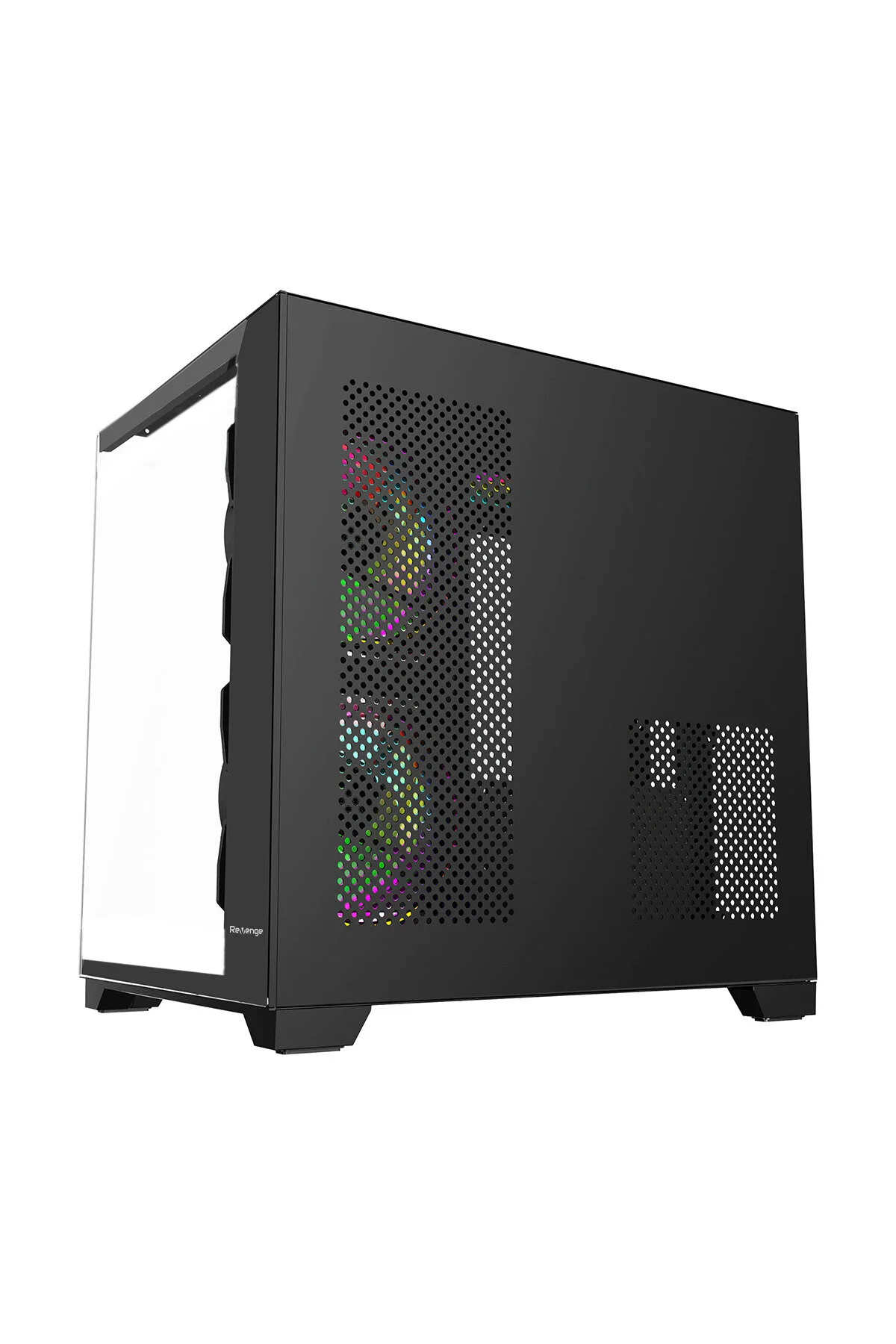 Revenge Nova 3 RGB fanlı temperli cam panel mATX gaming oyuncu bilgisayar kasası - RGB 3 Fanlı Siyah Micro ATX Oyuncu - Revenge