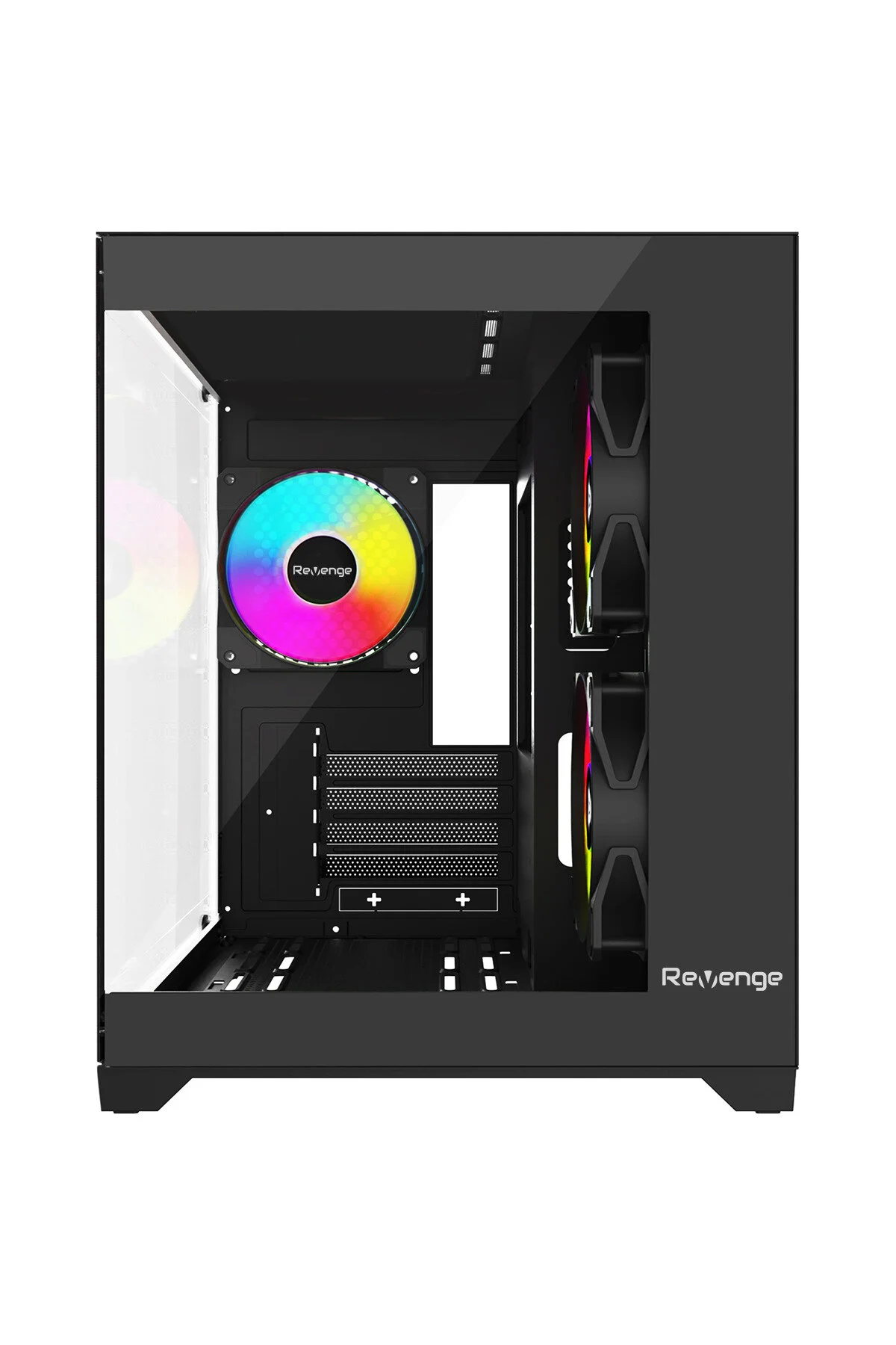 Revenge Nova 3 RGB fanlı temperli cam panel mATX gaming oyuncu bilgisayar kasası - RGB 3 Fanlı Siyah Micro ATX Oyuncu - Revenge