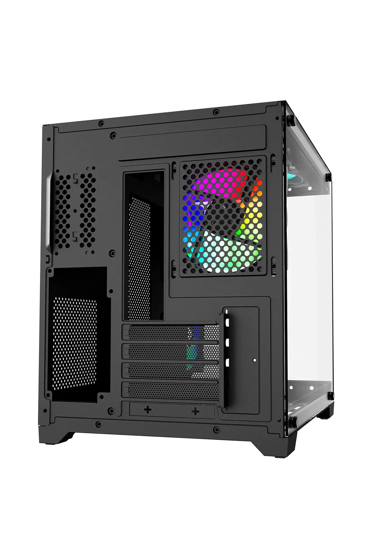 Revenge Nova 3 RGB fanlı temperli cam panel mATX gaming oyuncu bilgisayar kasası - RGB 3 Fanlı Siyah Micro ATX Oyuncu - Revenge